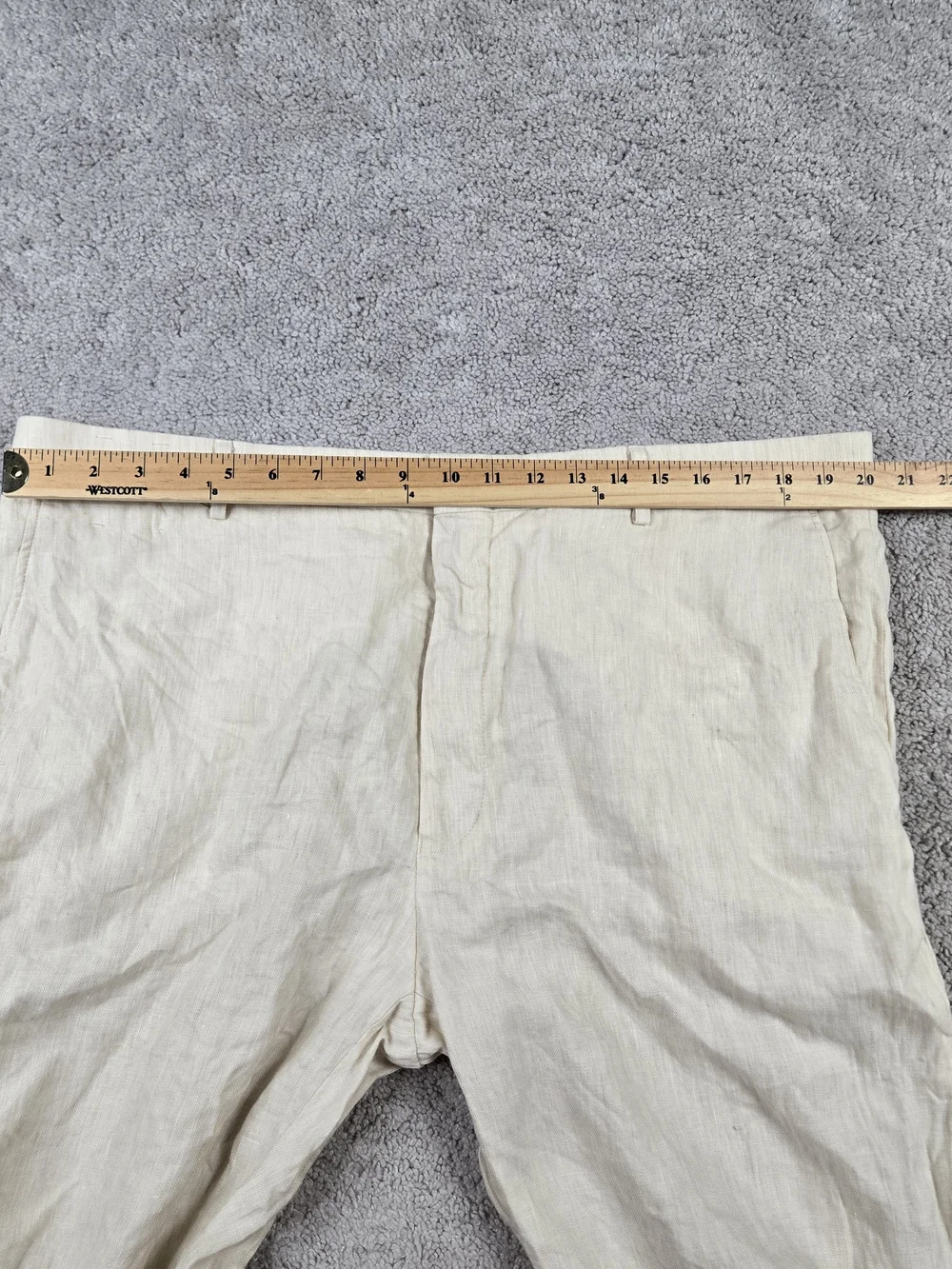 Murano Baird McNutt Linen Pants Mens 42x36 Beige Zac Fit Trousers Cuffed Coastal